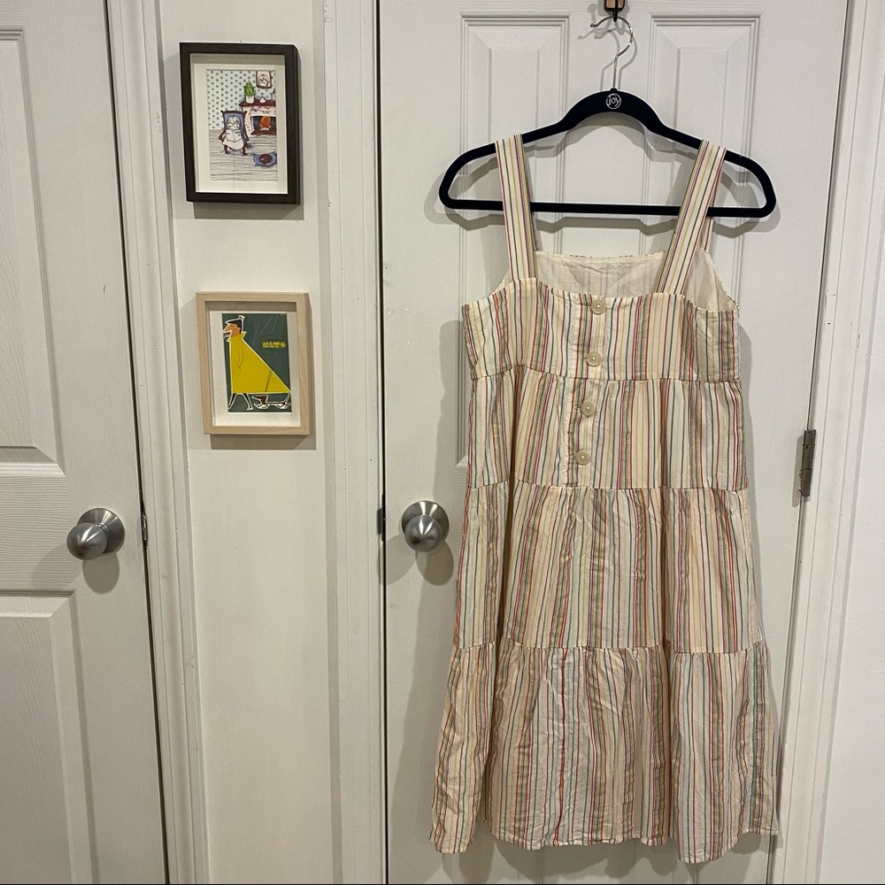 Madewell Button Back Tiered Dress in Stripe - Picture 4 of 7